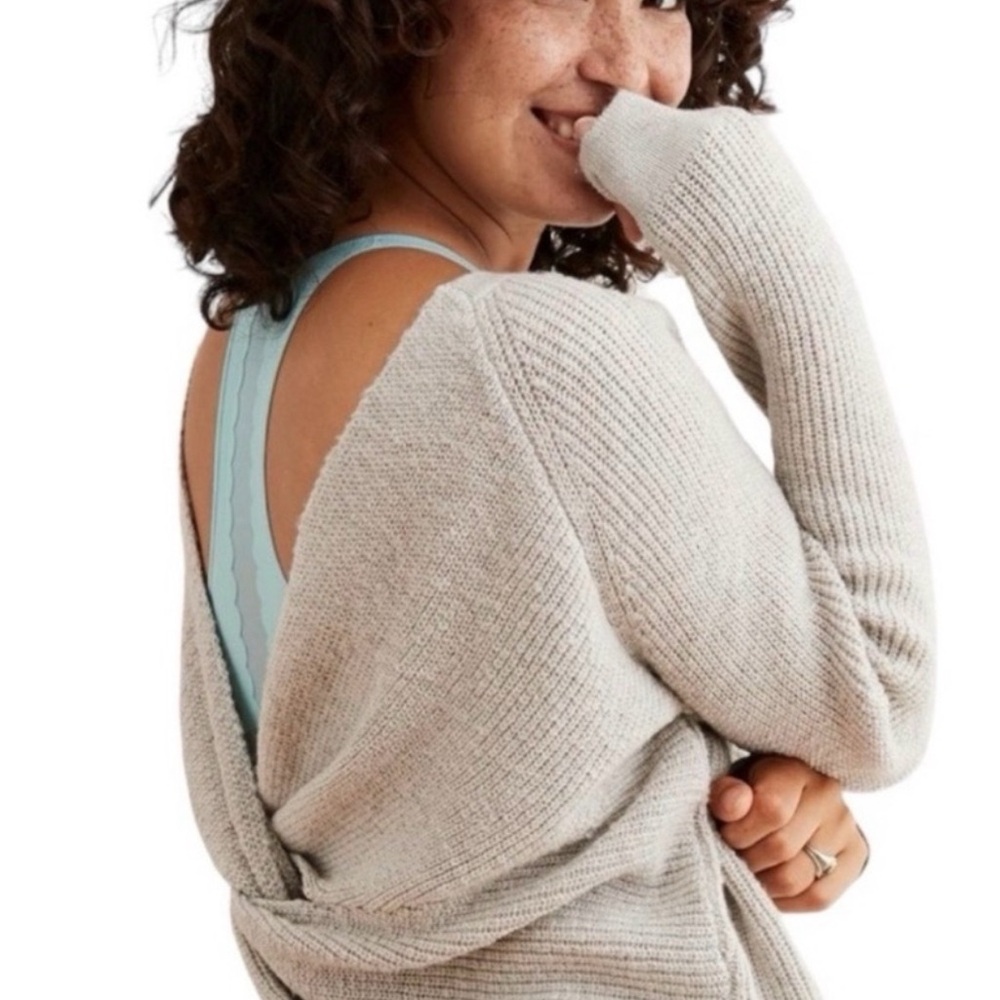 Aerie Crossed Back Gray Sweater